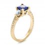 18k Yellow Gold 18k Yellow Gold Custom Three Stone And Blue Sapphire Engagement Ring - Three-Quarter View -  102046 - Thumbnail