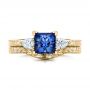 18k Yellow Gold 18k Yellow Gold Custom Three Stone And Blue Sapphire Engagement Ring - Three-Quarter View -  102046 - Thumbnail