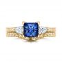 14k Yellow Gold 14k Yellow Gold Custom Three Stone And Blue Sapphire Engagement Ring - Three-Quarter View -  102046 - Thumbnail