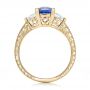 18k Yellow Gold 18k Yellow Gold Custom Three Stone And Blue Sapphire Engagement Ring - Front View -  102046 - Thumbnail