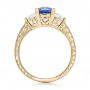 14k Yellow Gold 14k Yellow Gold Custom Three Stone And Blue Sapphire Engagement Ring - Front View -  102046 - Thumbnail