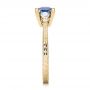 14k Yellow Gold 14k Yellow Gold Custom Three Stone And Blue Sapphire Engagement Ring - Side View -  102046 - Thumbnail