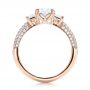 18k Rose Gold 18k Rose Gold Custom Three Stone And Pave Diamond Engagement Ring - Front View -  100886 - Thumbnail