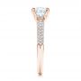 18k Rose Gold 18k Rose Gold Custom Three Stone And Pave Diamond Engagement Ring - Side View -  100886 - Thumbnail