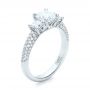  Platinum Custom Three Stone And Pave Diamond Engagement Ring - Three-Quarter View -  100886 - Thumbnail