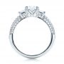  Platinum Custom Three Stone And Pave Diamond Engagement Ring - Front View -  100886 - Thumbnail