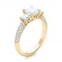 18k Yellow Gold 18k Yellow Gold Custom Three Stone And Pave Diamond Engagement Ring - Three-Quarter View -  100886 - Thumbnail