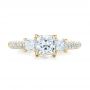 18k Yellow Gold 18k Yellow Gold Custom Three Stone And Pave Diamond Engagement Ring - Top View -  100886 - Thumbnail