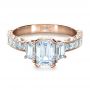 14k Rose Gold 14k Rose Gold Custom Three Stone And Princess Cut Diamond Engagement Ring - Flat View -  1267 - Thumbnail