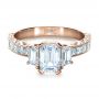 18k Rose Gold 18k Rose Gold Custom Three Stone And Princess Cut Diamond Engagement Ring - Flat View -  1267 - Thumbnail