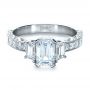 14k White Gold 14k White Gold Custom Three Stone And Princess Cut Diamond Engagement Ring - Flat View -  1267 - Thumbnail