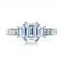 18k White Gold 18k White Gold Custom Three Stone And Princess Cut Diamond Engagement Ring - Top View -  1267 - Thumbnail