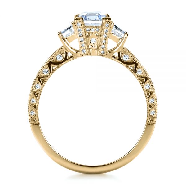 14k Yellow Gold 14k Yellow Gold Custom Three Stone And Princess Cut Diamond Engagement Ring - Front View - 1267