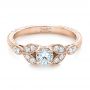 14k Rose Gold 14k Rose Gold Custom Tri-leaf Diamond Engagement Ring - Flat View -  102261 - Thumbnail