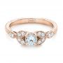 18k Rose Gold 18k Rose Gold Custom Tri-leaf Diamond Engagement Ring - Flat View -  102261 - Thumbnail