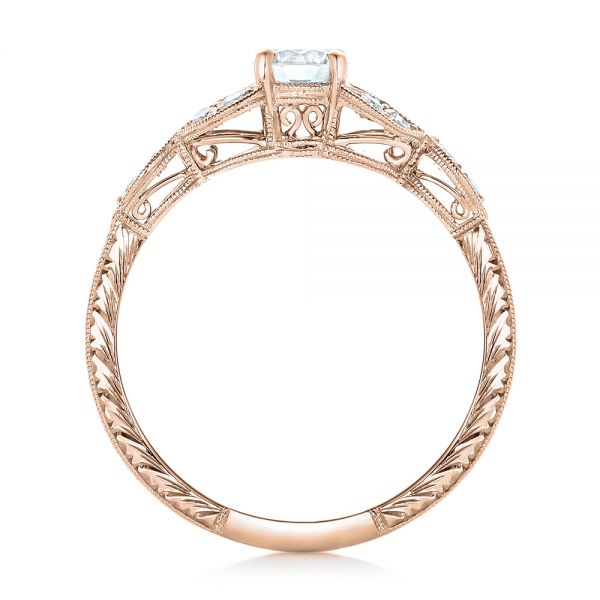 14k Rose Gold 14k Rose Gold Custom Tri-leaf Diamond Engagement Ring - Front View -  102261