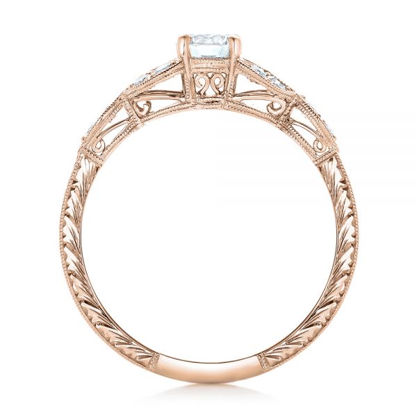 18k Rose Gold 18k Rose Gold Custom Tri-leaf Diamond Engagement Ring - Front View - 102261