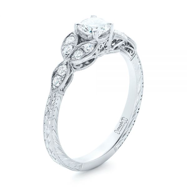 Custom Tri-Leaf Diamond Engagement Ring - Image