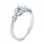 14k White Gold Custom Tri-leaf Diamond Engagement Ring - Three-Quarter View -  102261 - Thumbnail