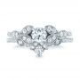 14k White Gold Custom Tri-leaf Diamond Engagement Ring - Three-Quarter View -  102261 - Thumbnail