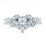 14k White Gold Custom Tri-leaf Diamond Engagement Ring - Three-Quarter View -  102261 - Thumbnail