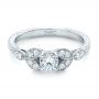  Platinum Platinum Custom Tri-leaf Diamond Engagement Ring - Flat View -  102261 - Thumbnail