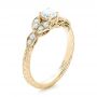 18k Yellow Gold 18k Yellow Gold Custom Tri-leaf Diamond Engagement Ring - Three-Quarter View -  102261 - Thumbnail