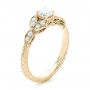 18k Yellow Gold Custom Tri-leaf Diamond Engagement Ring