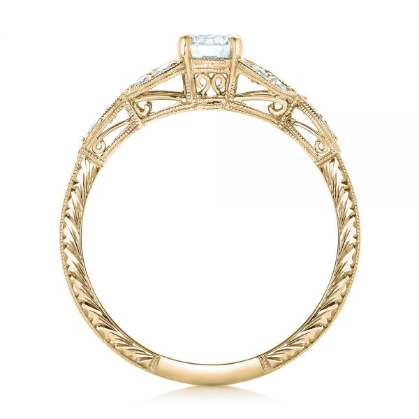 18k Yellow Gold 18k Yellow Gold Custom Tri-leaf Diamond Engagement Ring - Front View - 102261