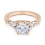 18k Rose Gold 18k Rose Gold Custom Tri-leaf Marquise Diamond Engagement Ring - Flat View -  105826 - Thumbnail