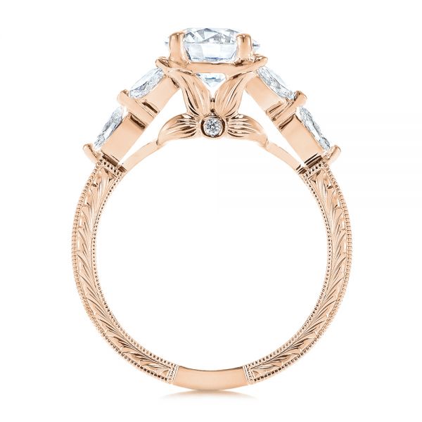 14k Rose Gold 14k Rose Gold Custom Tri-leaf Marquise Diamond Engagement Ring - Front View - 105826