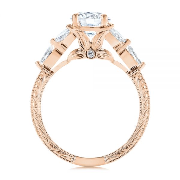 18k Rose Gold 18k Rose Gold Custom Tri-leaf Marquise Diamond Engagement Ring - Front View -  105826