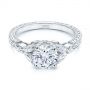  Platinum Platinum Custom Tri-leaf Marquise Diamond Engagement Ring - Flat View -  105826 - Thumbnail