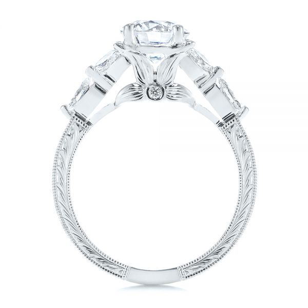 14k White Gold 14k White Gold Custom Tri-leaf Marquise Diamond Engagement Ring - Front View -  105826