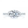 18k White Gold Custom Tri-leaf Marquise Diamond Engagement Ring - Top View -  105826 - Thumbnail