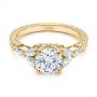 18k Yellow Gold 18k Yellow Gold Custom Tri-leaf Marquise Diamond Engagement Ring - Flat View -  105826 - Thumbnail