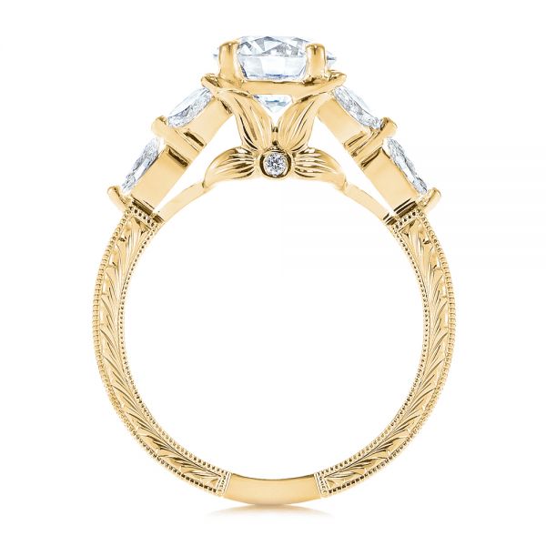 14k Yellow Gold 14k Yellow Gold Custom Tri-leaf Marquise Diamond Engagement Ring - Front View - 105826
