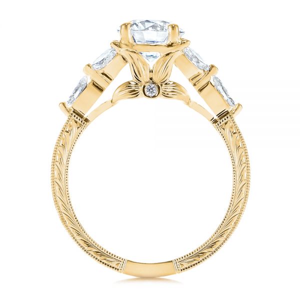 14k Yellow Gold Custom Tri-leaf Marquise Diamond Engagement Ring ...