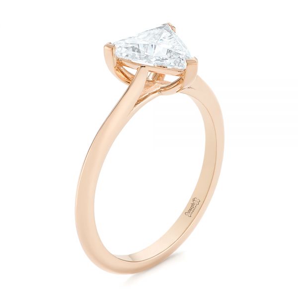 14k Rose Gold 14k Rose Gold Custom Trillion Diamond Solitaire Engagement Ring - Three-Quarter View -  104875