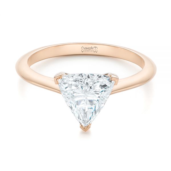 14k Rose Gold 14k Rose Gold Custom Trillion Diamond Solitaire Engagement Ring - Flat View -  104875