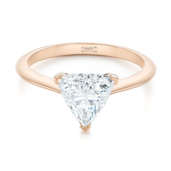 18k Rose Gold 18k Rose Gold Custom Trillion Diamond Solitaire Engagement Ring - Flat View - 104875