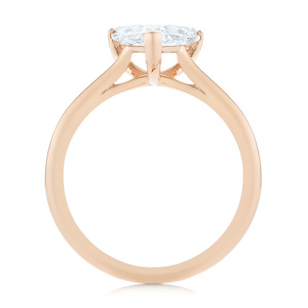 18k Rose Gold 18k Rose Gold Custom Trillion Diamond Solitaire Engagement Ring - Front View -  104875