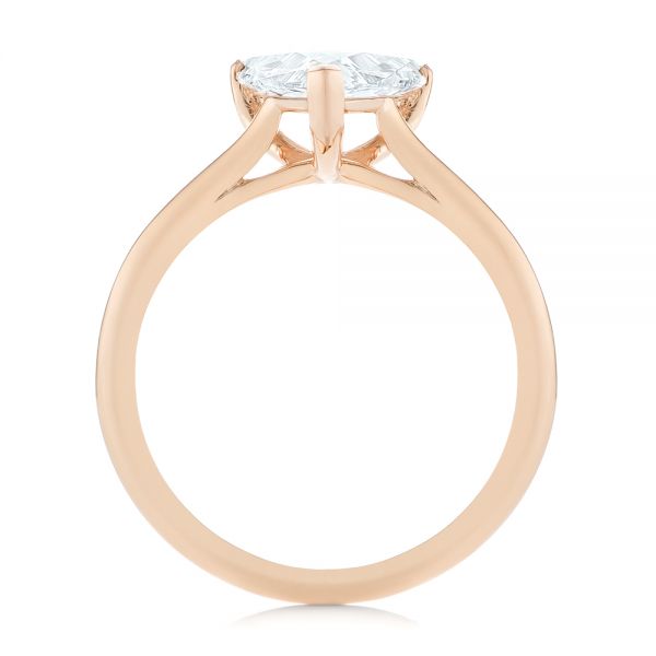 18k Rose Gold 18k Rose Gold Custom Trillion Diamond Solitaire Engagement Ring - Front View - 104875