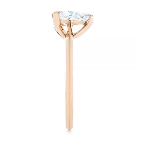 18k Rose Gold 18k Rose Gold Custom Trillion Diamond Solitaire Engagement Ring - Side View - 104875