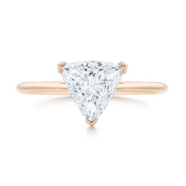 18k Rose Gold 18k Rose Gold Custom Trillion Diamond Solitaire Engagement Ring - Top View - 104875