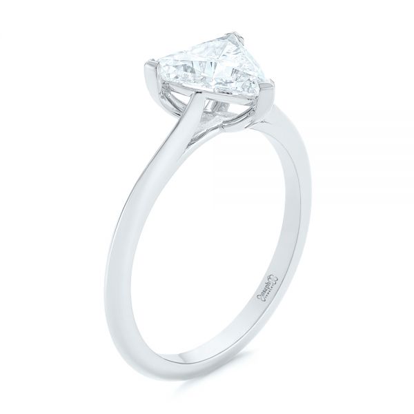 18k White Gold 18k White Gold Custom Trillion Diamond Solitaire Engagement Ring - Three-Quarter View -  104875