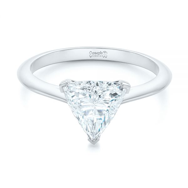 18k White Gold 18k White Gold Custom Trillion Diamond Solitaire Engagement Ring - Flat View -  104875