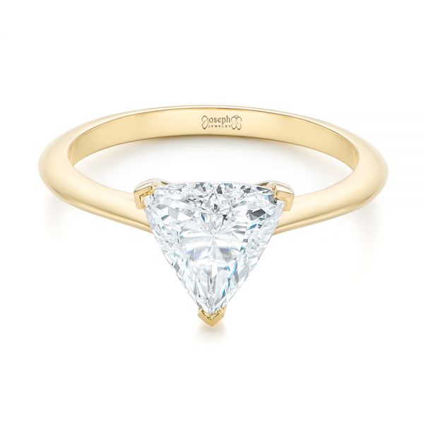 18k Yellow Gold Custom Trillion Diamond Solitaire Engagement Ring - Flat View -  104875