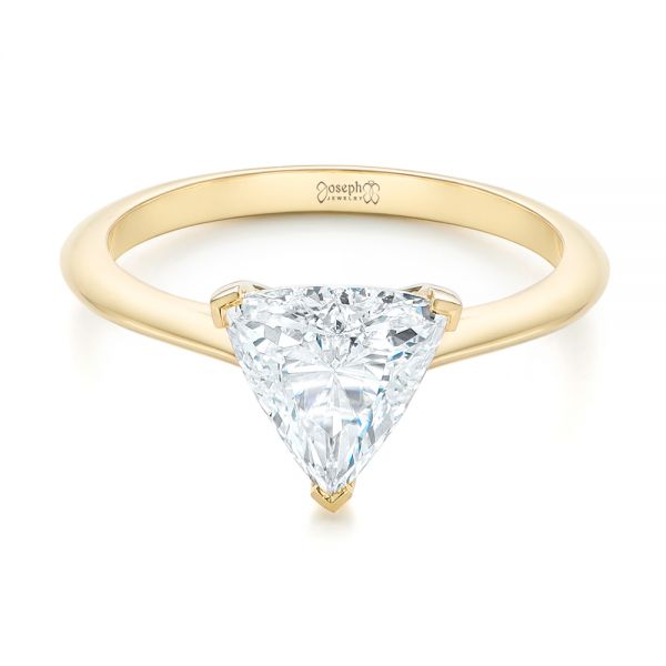 18k Yellow Gold Custom Trillion Diamond Solitaire Engagement Ring - Flat View - 104875