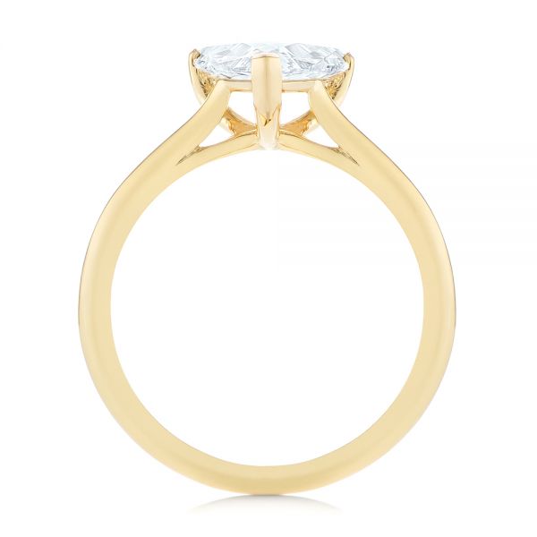 18k Yellow Gold Custom Trillion Diamond Solitaire Engagement Ring - Front View -  104875